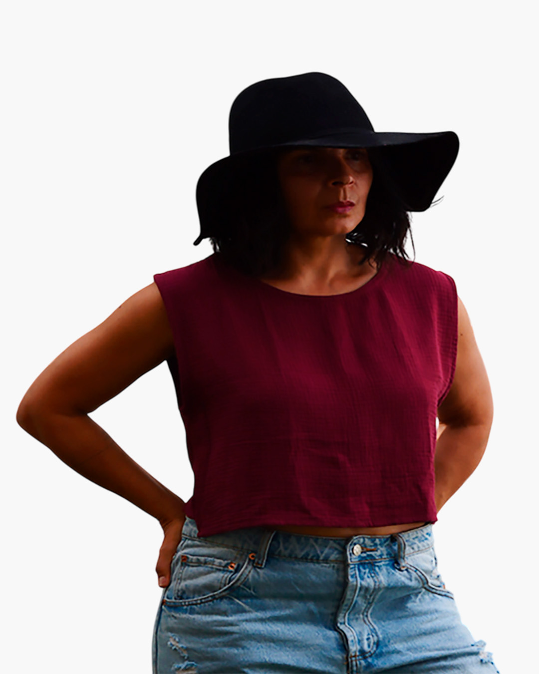 Blusa corta sin mangas color rojo